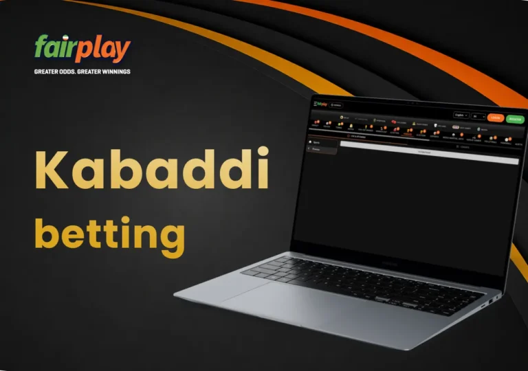FairPlay kabaddi markets open on a laptop with match betting options.